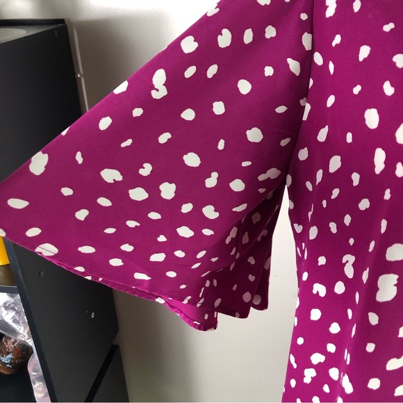 Andree by Unit Women’s polka dot flare sleeve oversized pullover blouse top Sz M - Picture 2 of 8